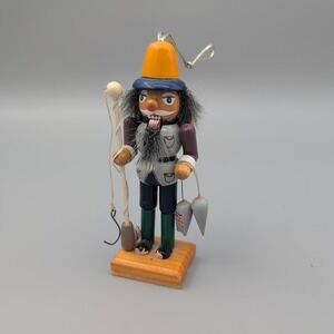 Wood Nutcracker Fisherman Fishing Fish Sport Pole Ornament Germany ?